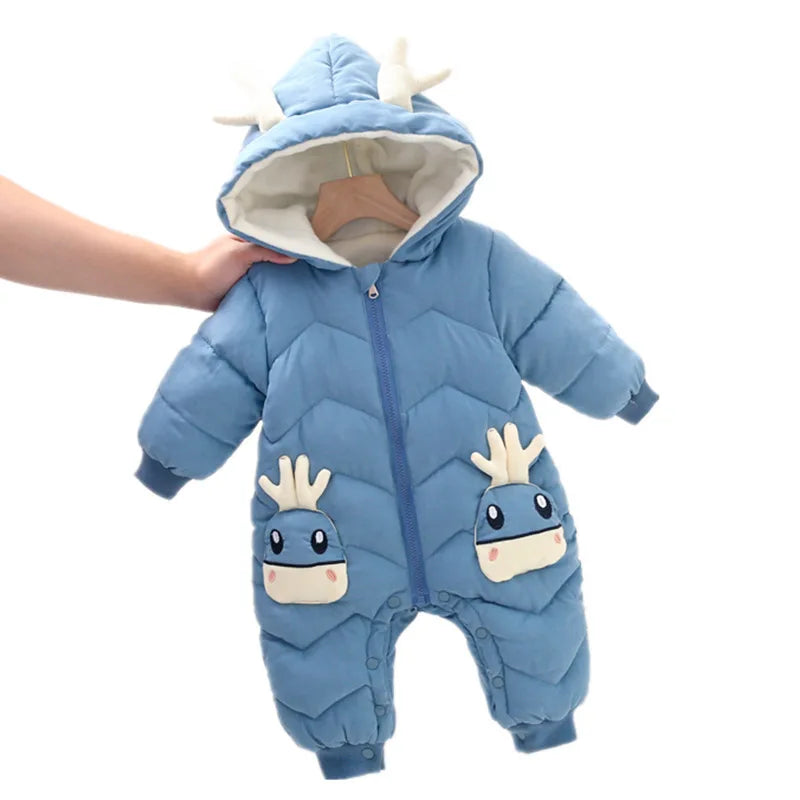 Newborn Clothes  Winter Cozy Winter Jumpsuit for Newborns, Warm Snug-Fit Romper with Hood, Soft Active Play Wear for Babies
