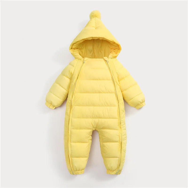 New Newborn Baby Clothes Jumpsuit, Solid Color Crawling Clothes for Boys and Girls Aged 0-3 Years, Winter Cotton Outfits for