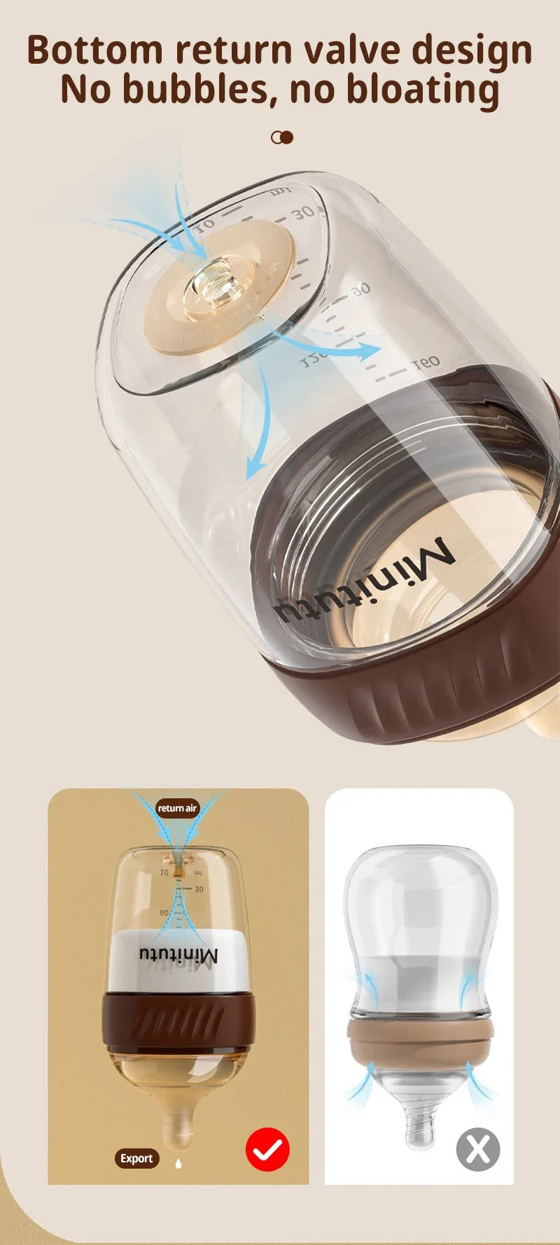 160ML/ 240ml Glass Milk Bottle for Newborn Babies Feeding Bottle Anti-Choke Baby Bottle Infant BPA Free 0-1Y
