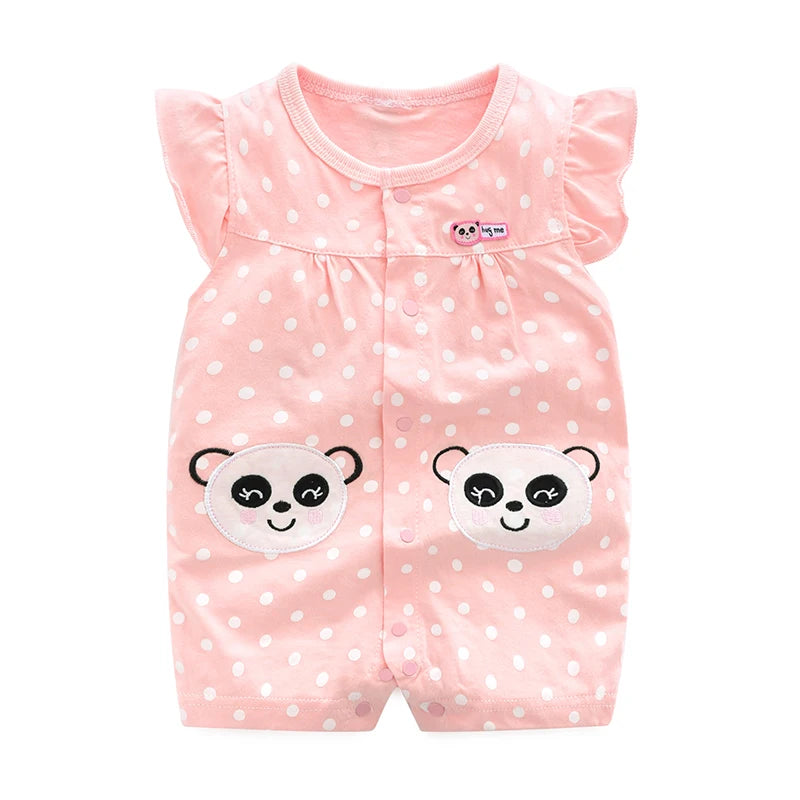 Female Baby Clothes Thin Pure Cotton Baby Girl 3-6-9 Months Princess Clothes Pink Summer Short-Sleeved Cute Clothes