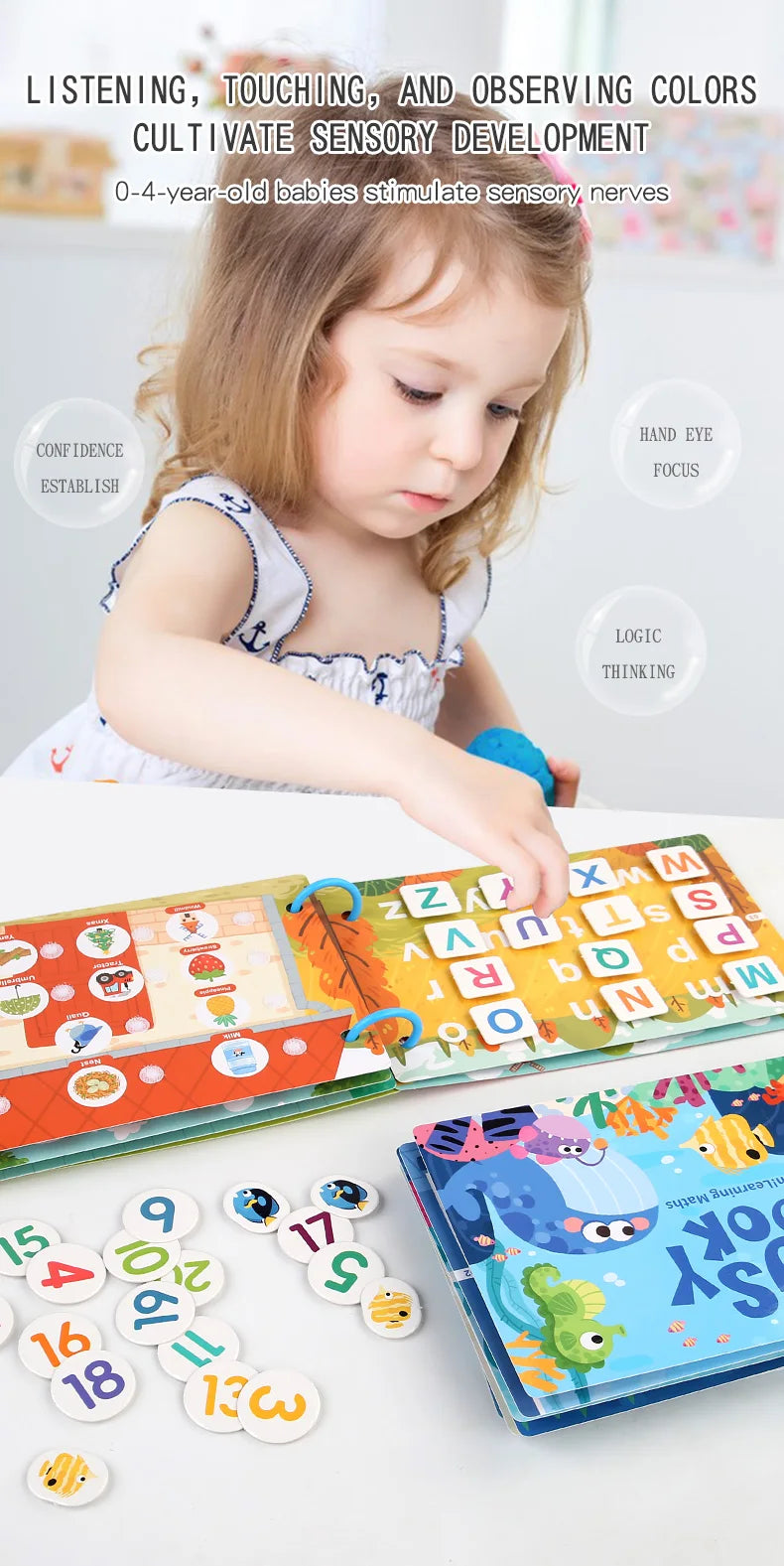 Montessori Baby Busy book My First Quiet Book Paste Early Learning Education Ty Children Toy Matching Game for Babies 2 3 Years