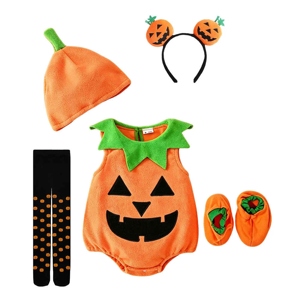 Halloween Baby Romper Cute Pumpkin Embroidery Infant Onesie Crawler Outfit Daily Theme Party Costume