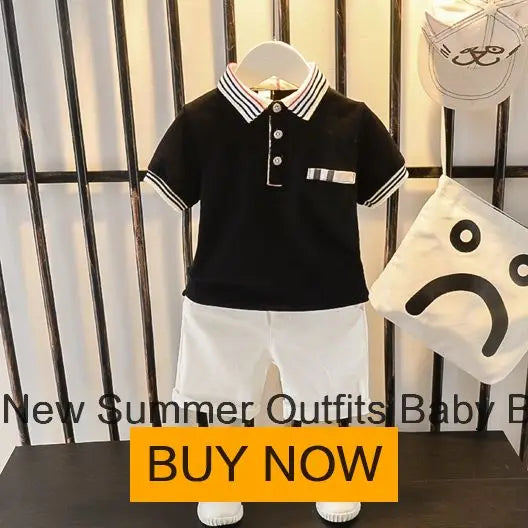 New Summer Outfits Baby Boys 9 To 12 Months Dinosaur Printed Turn-down Collar T-shirts Tops and Shorts 2PCS Infant Clothing Sets