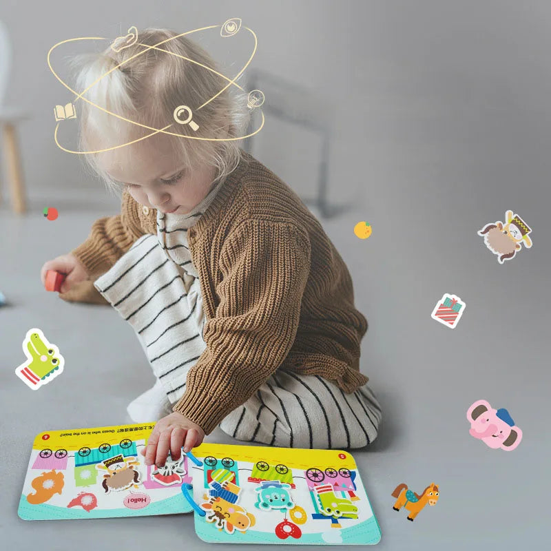 Montessori Busy Book for Kids Toddlers Educational Toys Baby Diy Paste Quiet Book Children Animals Numbers Matching Puzzles Toys