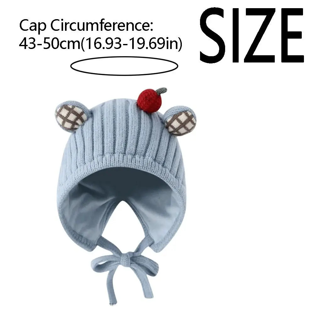 Cute Winter Baby Crochet Hat Cold-Resistant 5-24 Months Toddler's Plush Knitted Hat Breathable Windproof Kids Ear Protection Hat