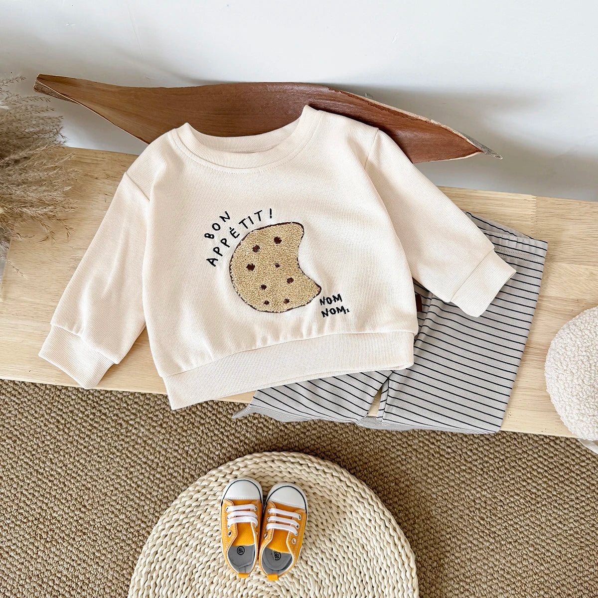 Ins Newborn Clothes Boys Girls Sets Spring 2Pcs Cartoon Embroidery Long Sleeve Top+Pants Cotton Autumn Tracksuit Toddler Outfit