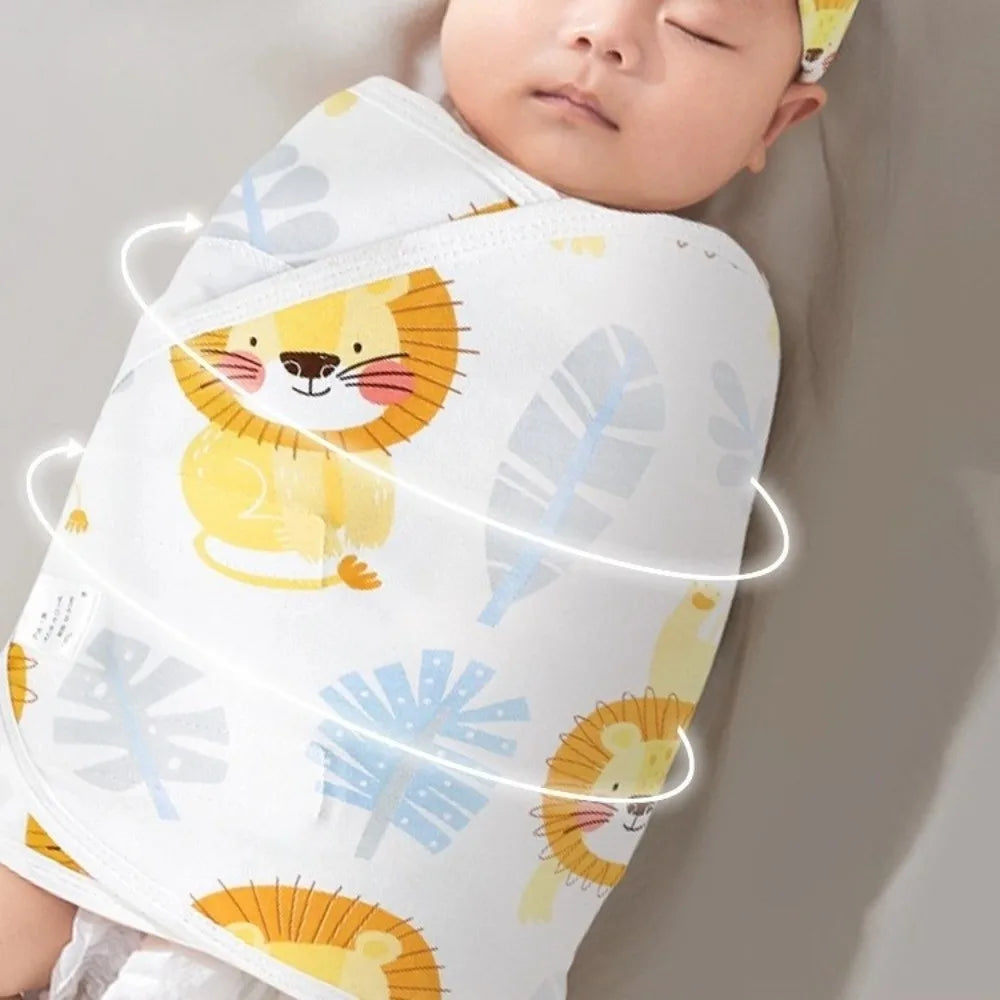 Comfortable Anti-startle Baby Sleeping Bag Cotton Single Layer Baby Swaddle Blanket Cartoon Newborn Sleep Bag Wrap