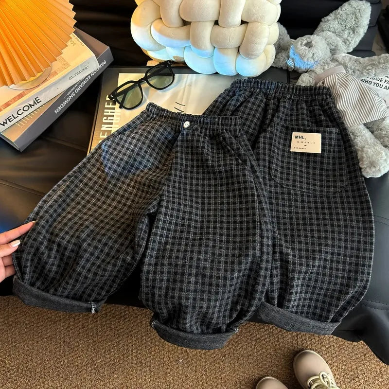 1-6 Years Children Clothing Boys Girls Korean Style Casual Loose Plaid Straight Trousers Outdoor Mosquito Repellent Kids Clothes