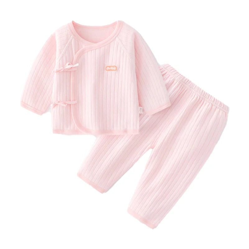 Baby Strap Clothes Multicolour Baby Long Sleeve Split Set 0-6 Months Newborn Boneless Pure Cotton Clothing