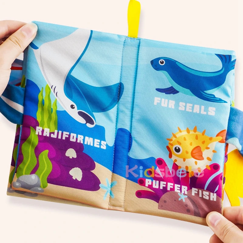 Baby Soft Cloth Tail Book – Montessori Sensory Crinkle Book with Animal Tails for Infant Early Learning