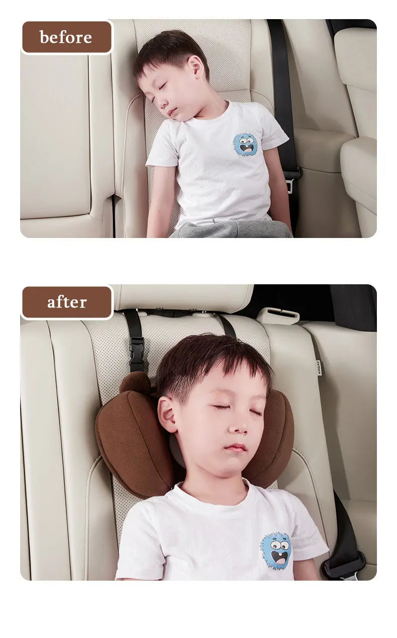 1Set Car Cute Cartoon Pillow Car Mounted Child Sleeping Pillow Car Removable Comfortable Breathable Headrest Lumbar Support