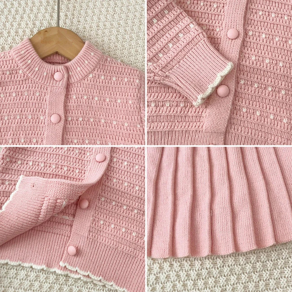 2-6 Years Old Cute Baby Girls Outfits Autumn and Winter New Knitted Sweater and Short Skirt Children's Sweet Princess Clothing