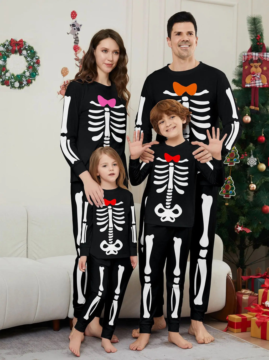 Halloween parent-child home costume European and American skull bone adult children and baby horror prank costume pajama set