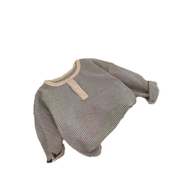 Children's Spring Autumn Long Sleeved T-shirt Boys Girls Korean Striped Children's Bottoming Shirt Baby Simple Top