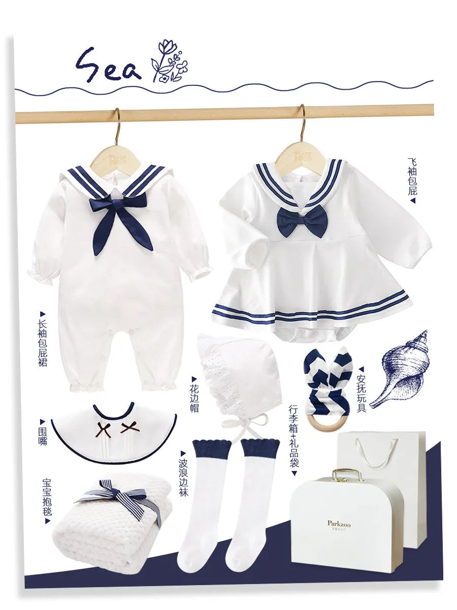 Spring and Summer Newborn Children Meet Gift Box Baby Full Moon Clothes 100 Days New Year Gift Supplies Daquan Newbaby Set