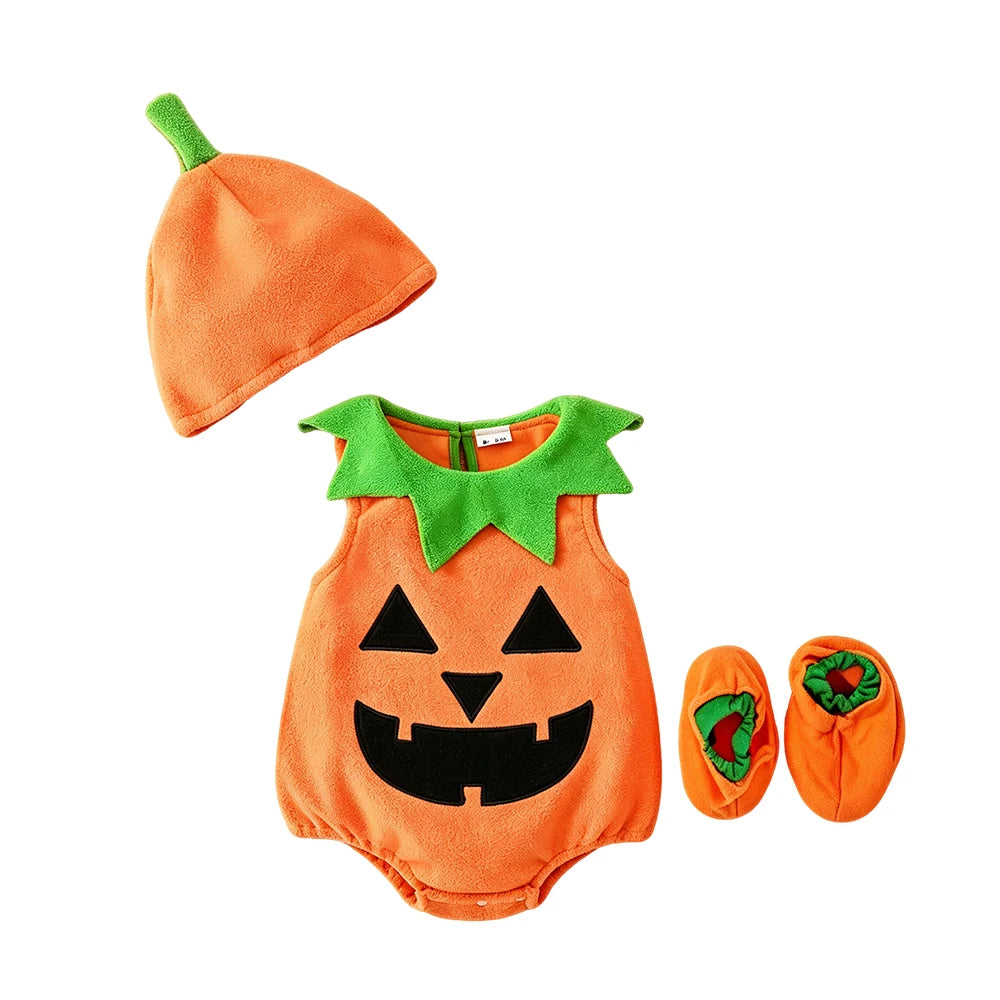Halloween Baby Romper Cute Pumpkin Embroidery Infant Onesie Crawler Outfit Daily Theme Party Costume