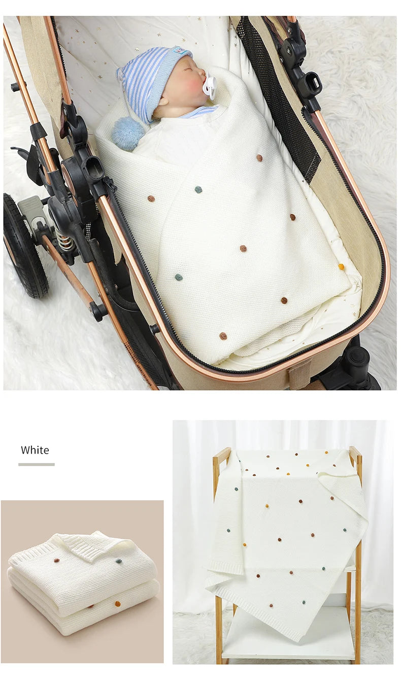 Baby Blanket Knit Stroller Swaddling 90*70CM Sleeping Sack Fashion Colored Dot Newborn Girls Bedding Quilt Boys Plaid Super Soft