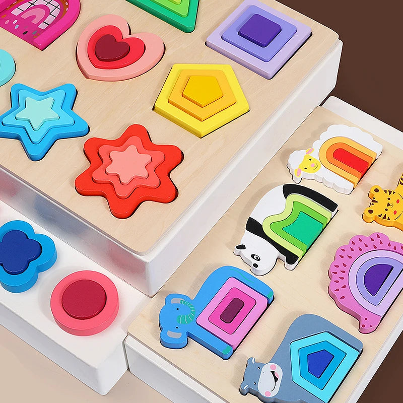 Toddlers 3D Wooden Puzzles Educational Toys Montessori Toys for Kids Educational Games Shape Intelligence Toys Children's Gifts
