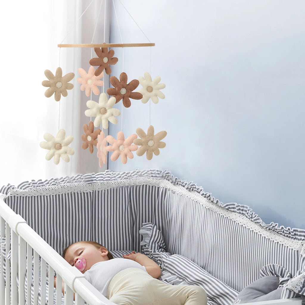 Baby girl mobile Daisy nursery decor Flower baby Crib mobile