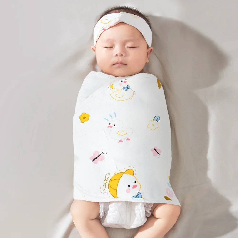 Comfortable Anti-startle Baby Sleeping Bag Cotton Single Layer Baby Swaddle Blanket Cartoon Newborn Sleep Bag Wrap