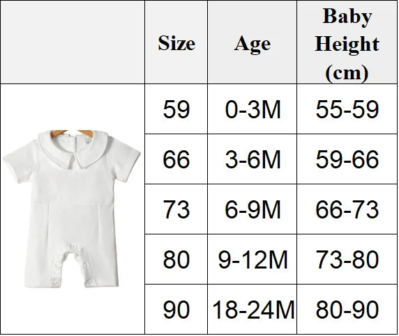 Baptism Clothes for Infant Boys Girls Soft Cotton Bodysuit 3-24 Months Baby First Christening Outfit Summer Toddler Suit