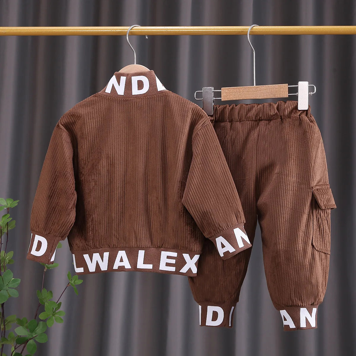 Baby Boy Clothes Corduroy Zipper Long Sleeved Casual Sports Two-Piece Set for 0-5 Year Old Fashionable Girls with Top and Pants