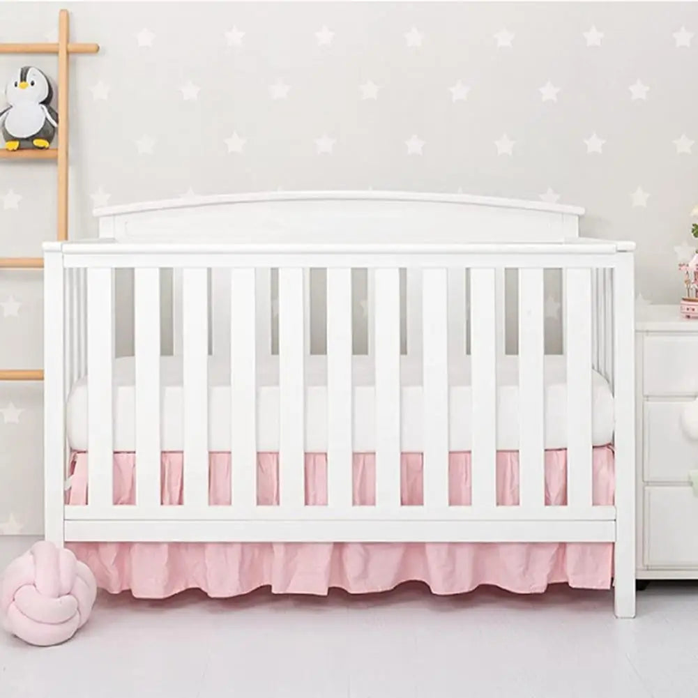 Nursery Decor Accessory Soft Elastic Baby Crib Bed Skirt for Bedroom Easy Installation Dust Cover Pleated Toddler for Boys