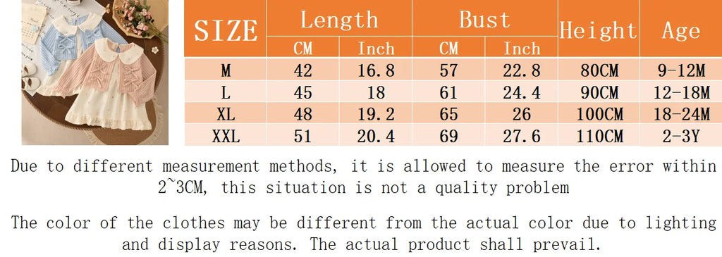 Autumn And Winter New Baby Girl Dress Sweet Bow, Imitation Cardigan Princess Dress Children'S Clothing (9 Months To 3 Years Old)