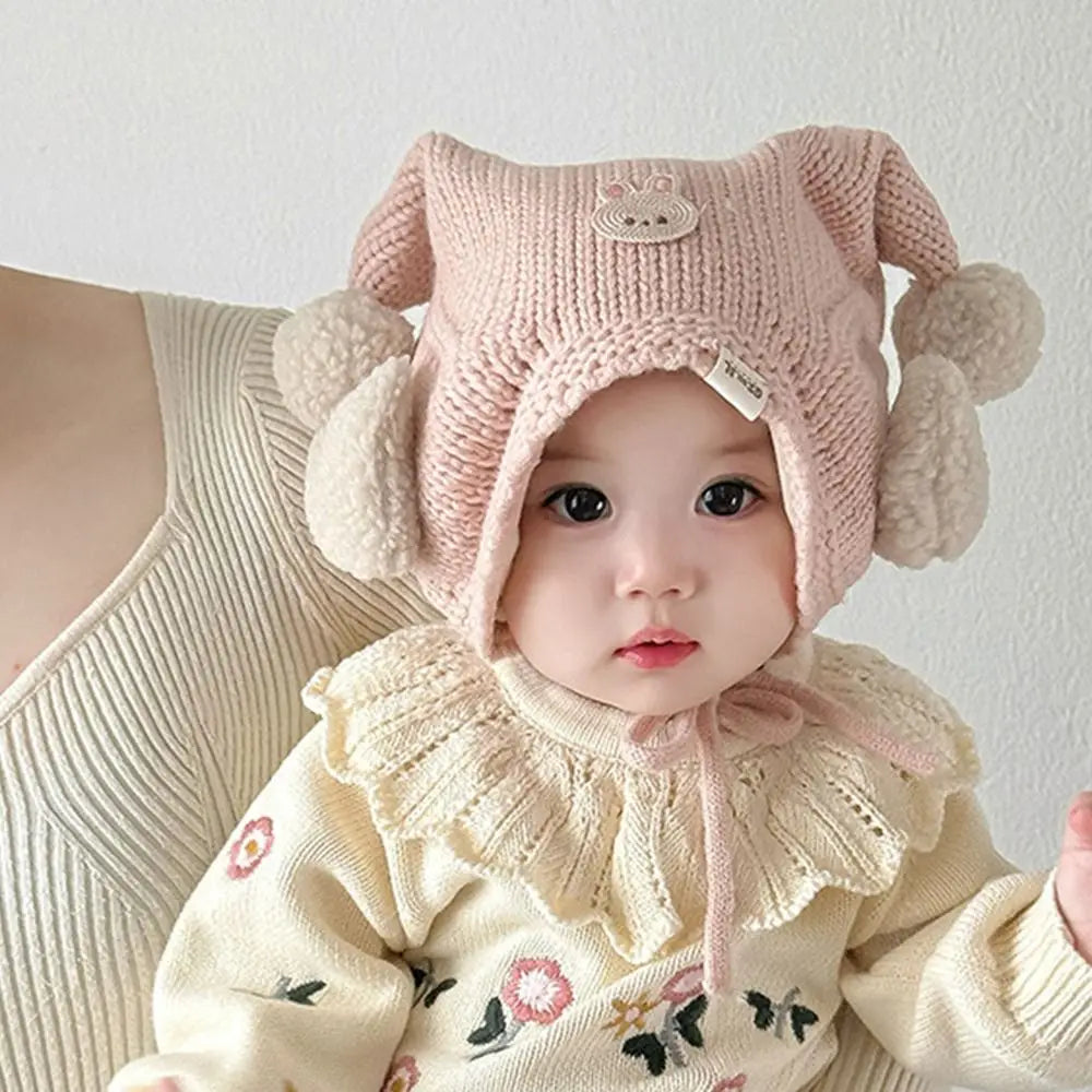Cute Winter Baby Crochet Hat Breathable Cold-Resistant Toddler's Knitted Hat 6-24 Months Windproof Ear Protection Hat