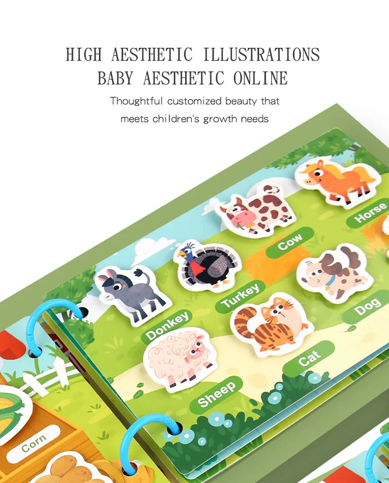Montessori Baby Busy book My First Quiet Book Paste Early Learning Education Ty Children Toy Matching Game for Babies 2 3 Years