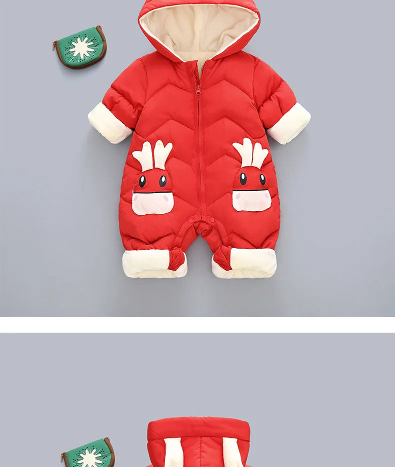 Newborn Clothes  Winter Cozy Winter Jumpsuit for Newborns, Warm Snug-Fit Romper with Hood, Soft Active Play Wear for Babies