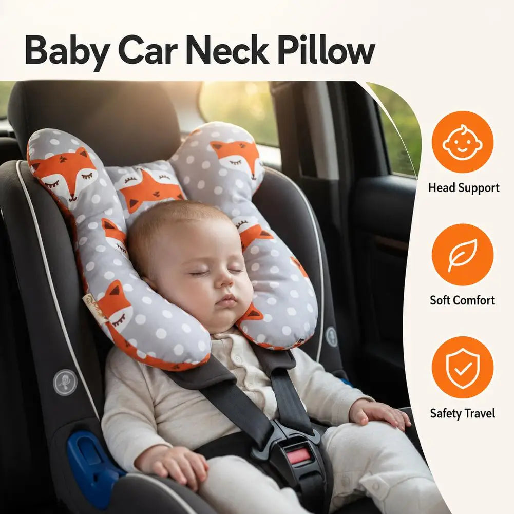 Baby U-shaped Neck Support Pillow Soft Cotton Travel Headrest for Car Seat Stroller Airplane Toddler Cushion for 0-3 Years Old