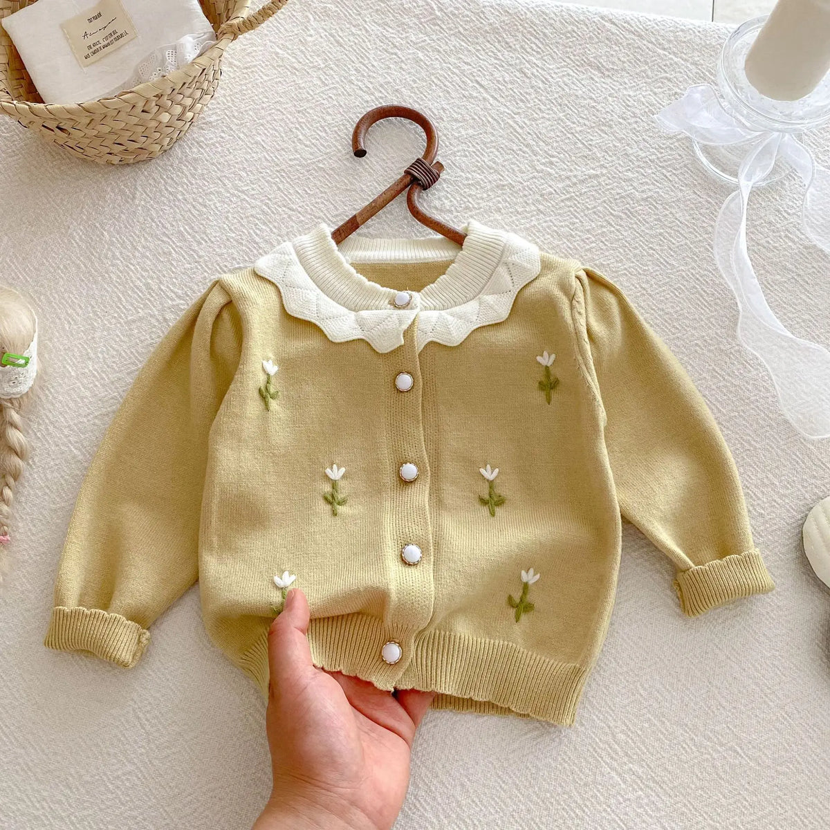 ZOETOPKID Autumn 0-3Yrs Children Clothes Infant Baby Girls Knitting Cute Embroidered Cardigan Newborn Baby Girls Sweater Coat