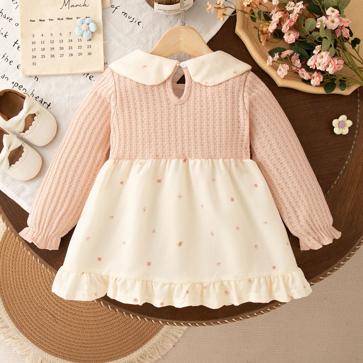 Autumn And Winter New Baby Girl Dress Sweet Bow, Imitation Cardigan Princess Dress Children'S Clothing (9 Months To 3 Years Old)