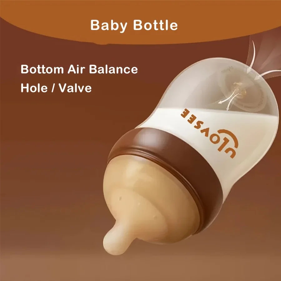 4oz,8oz High Borosilicate Glass Baby Bottle,Nipple,Wide-Neck Feeding Bottle with Bottom Air Balance Hole/Valve,Glass Milk Bottle