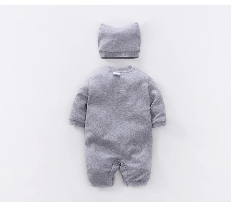 Newborn Clothes Cute Casual Pajamas Cotton Comfortable And Soft Spring And Autumn Long Sleeved 0-12 Baby Jumpsuit+Hat