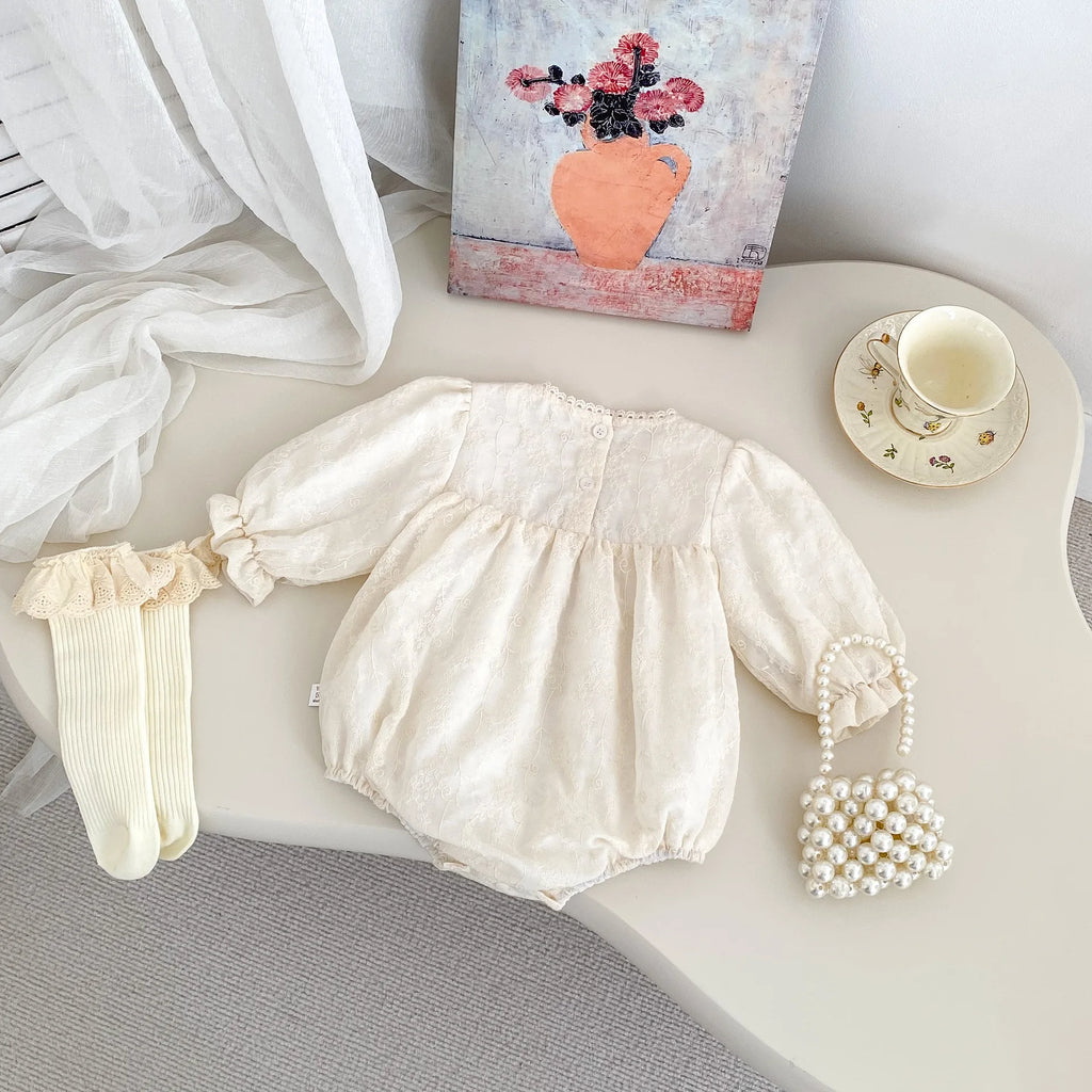 Newborn Baby Clothes Girl Spring Summer 2025 Floral Lace Baby Girl Romper Clothes Cotton Infant Baby Bodysuit Girl Jumpsuit