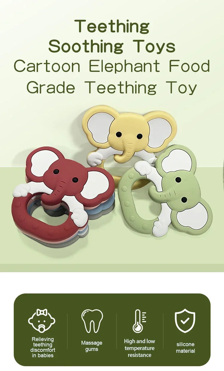 Baby Teether 0 To 6 Months BPA Free Silicone Chewing Teething Toy Pacifier Chain Making Cartoon Animal Pattern Silicone Baby Toy