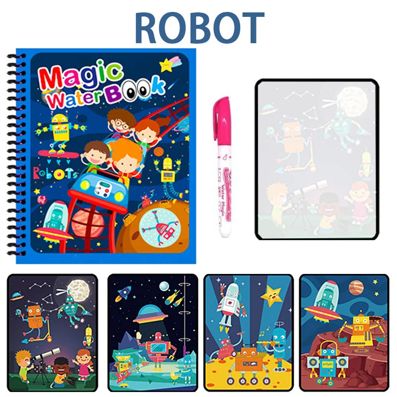 Montessori Toys Reusable Coloring Book Magic Water Painting Book Magic Book Children's Sensory Learning Early Education Toys
