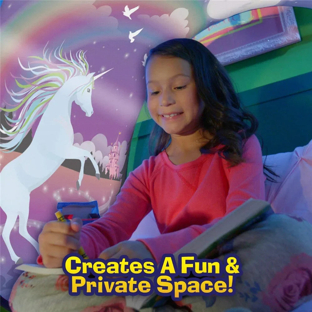 Kids Dream Tents with Light Baby Pop Up Bed Tent Cartoon Snowy Foldable Playhouse Comforting At Night Sleeping Outdoor Camp