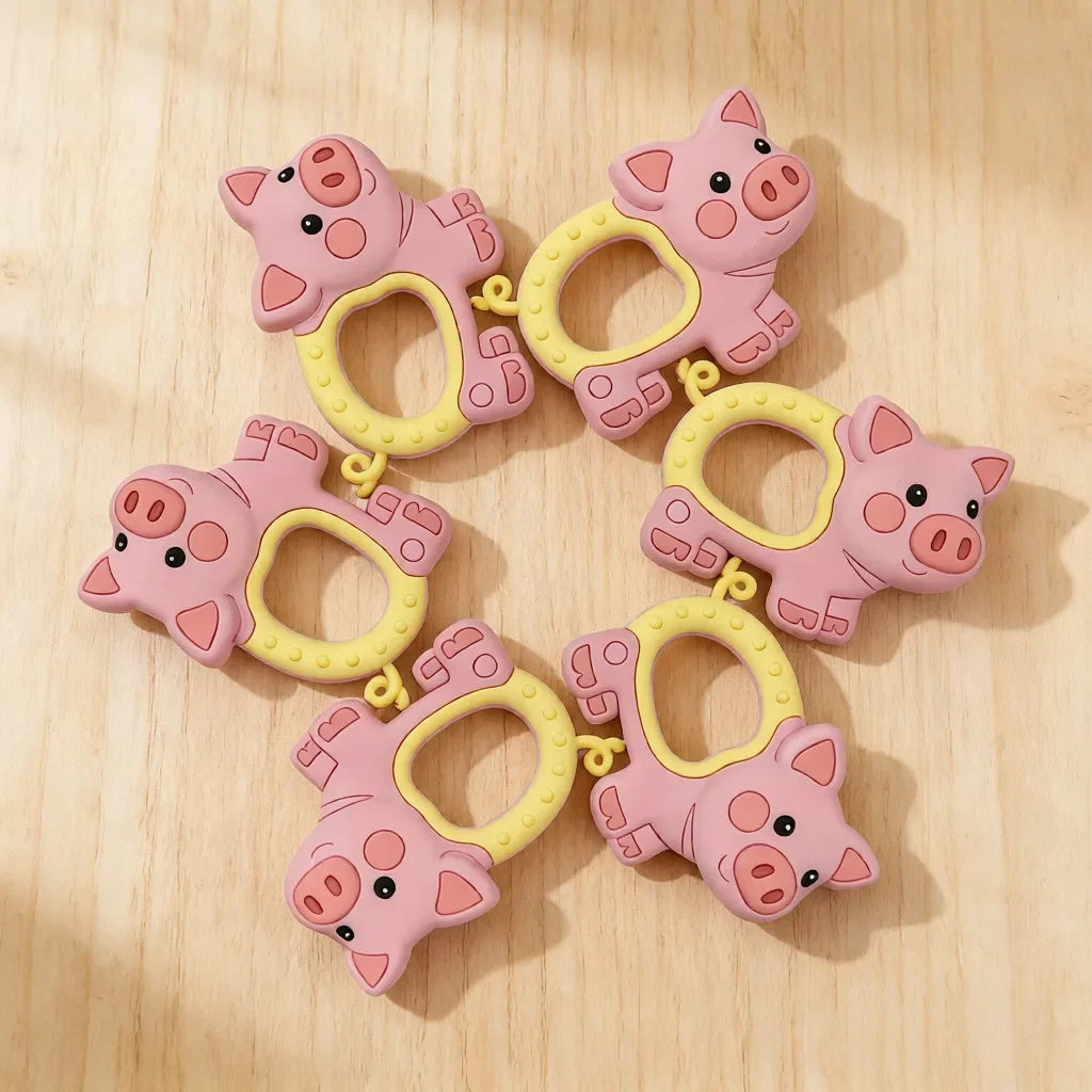 Baby Teether 0 To 6 Months BPA Free Silicone Chewing Teething Toy Pacifier Chain Making Cartoon Animal Pattern Silicone Baby Toy