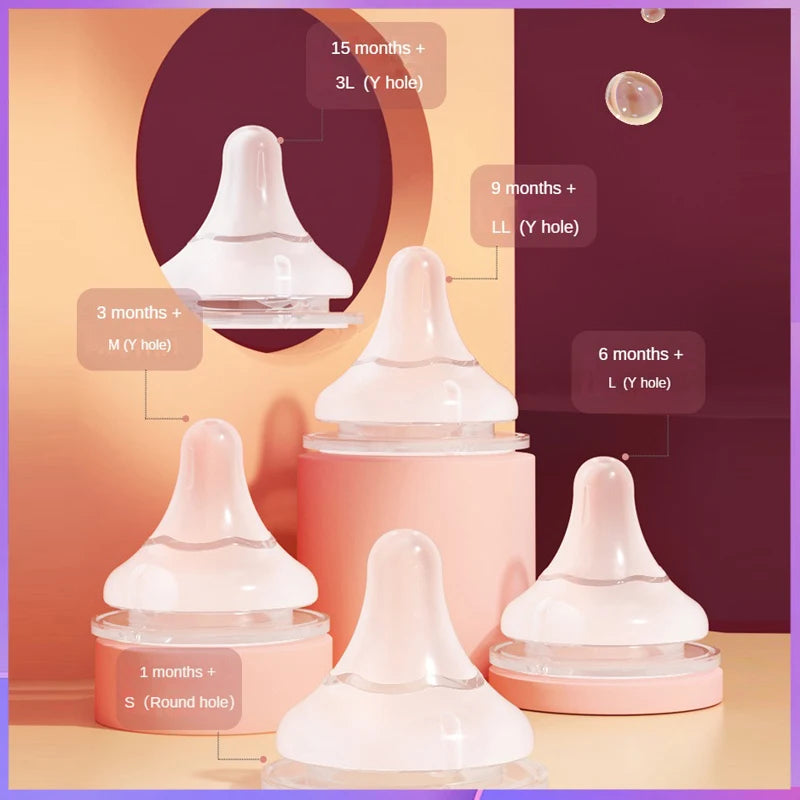 Baby nipples /for pigeon 2nd / 3rd generation bottles, silicone natural taste, wide diameter 5CM universal nipple/