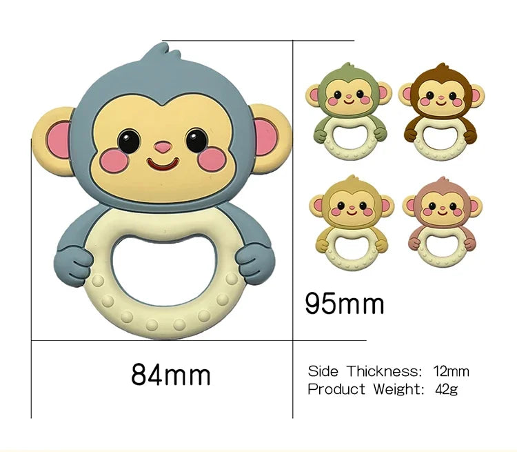 Baby Teether 0 To 6 Months BPA Free Silicone Chewing Teething Toy Pacifier Chain Making Cartoon Animal Pattern Silicone Baby Toy