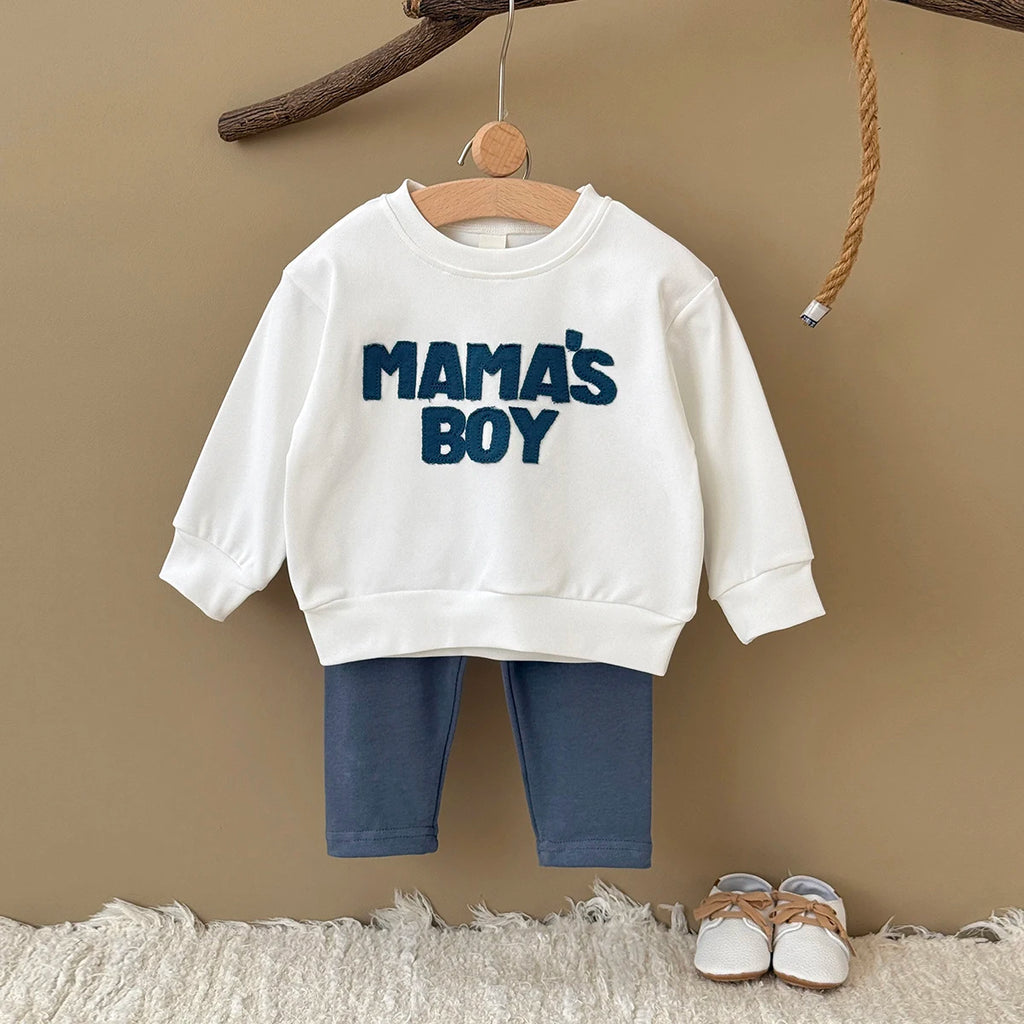 2025 Baby Boy Clothes MAMA'S BOY Sets Fall Baby Girl Infant Outfit Sweatshirt Top Pants 2Pcs Long Sleeve Winter Warm Infant Suit