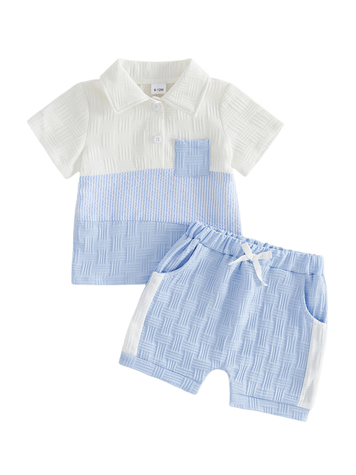 0-4Y Baby Boys Summer Outfits Contrast Color Lapel Short Sleeves T-Shirt Elastic Shorts Set Casual Boys 2 Piece Clothes Set