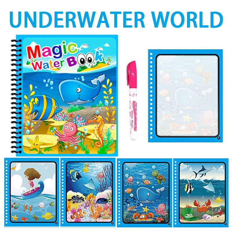 Montessori Toys Reusable Coloring Book Magic Water Painting Book Magic Book Children's Sensory Learning Early Education Toys