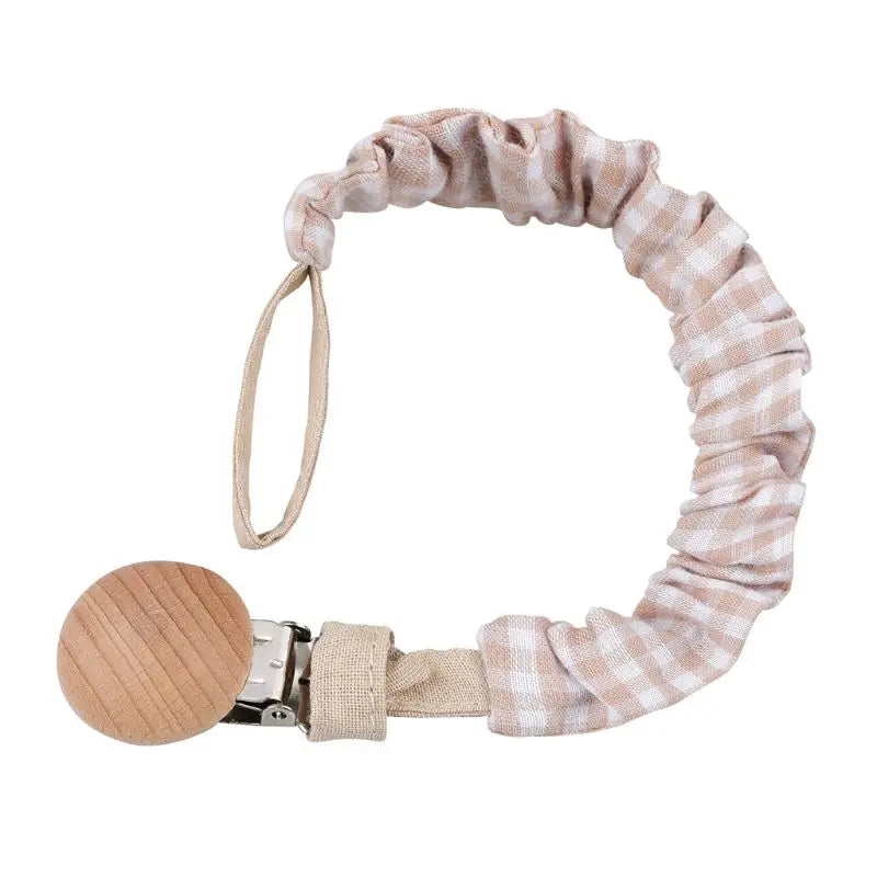 Baby Cotton Pacifier Chain Beech Wood Clip Infant Teething Toys Holder For Nipples Teether