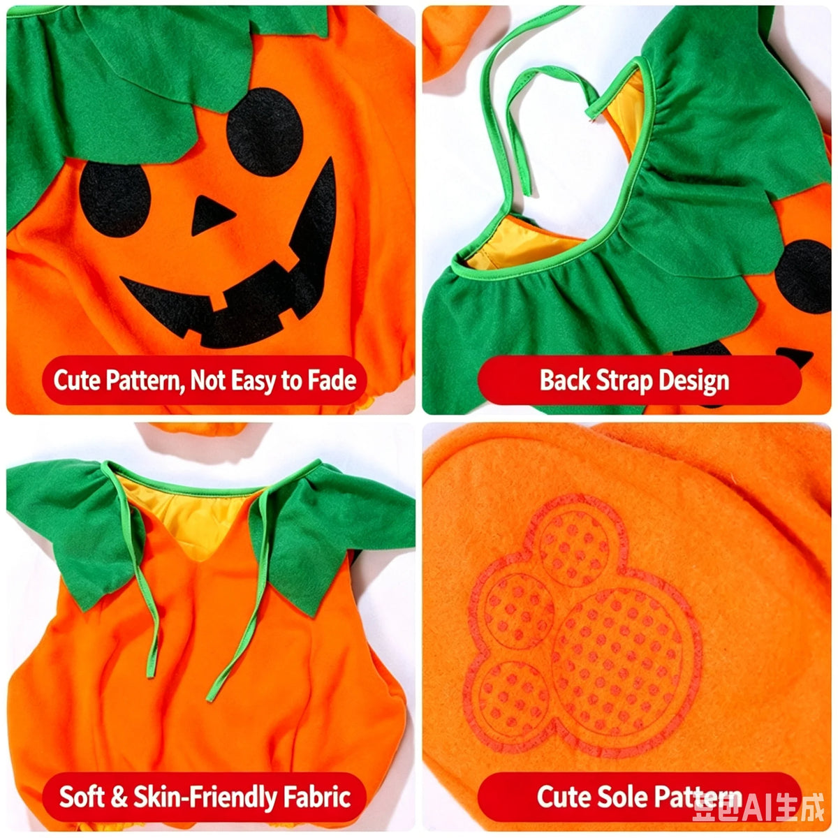 Halloween Baby Romper Cute Pumpkin Embroidery Infant Onesie Crawler Outfit Daily Theme Party Costume