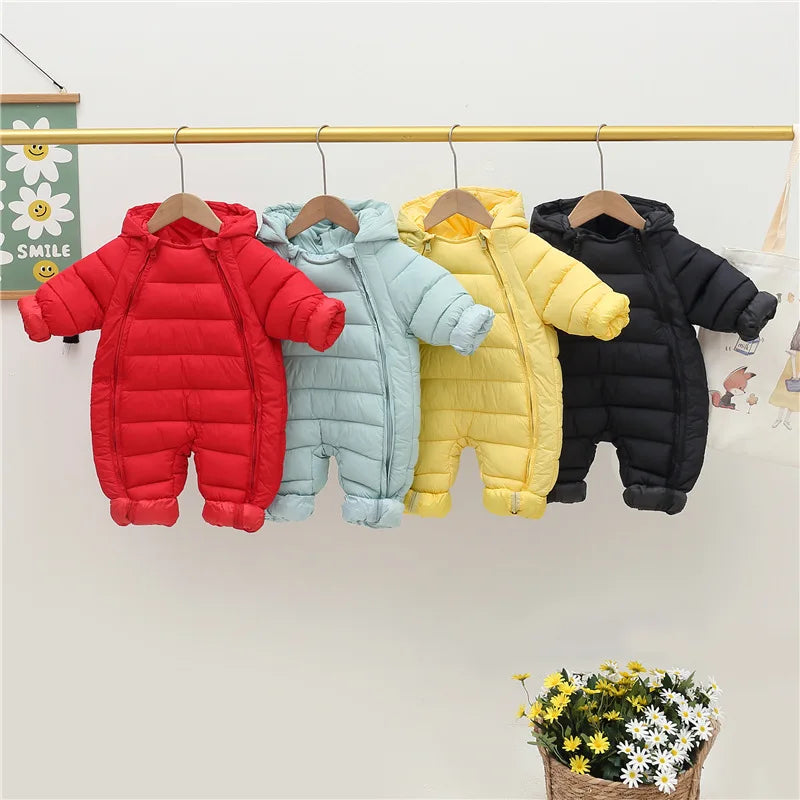 New Newborn Baby Clothes Jumpsuit, Solid Color Crawling Clothes for Boys and Girls Aged 0-3 Years, Winter Cotton Outfits for