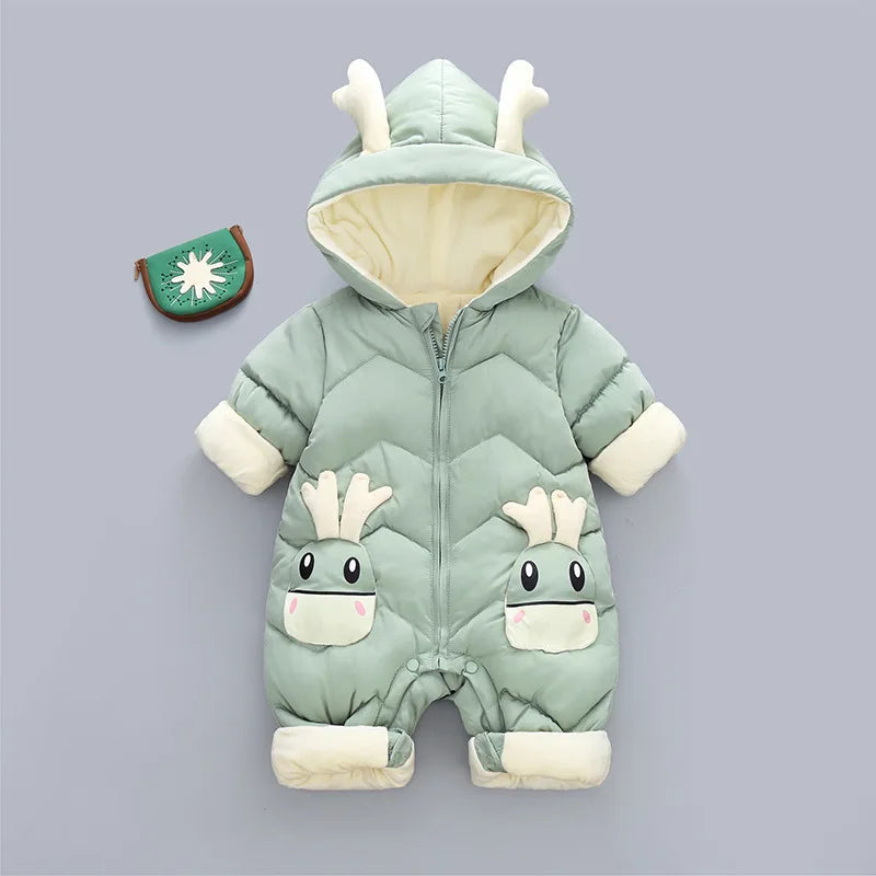Newborn Clothes  Winter Cozy Winter Jumpsuit for Newborns, Warm Snug-Fit Romper with Hood, Soft Active Play Wear for Babies